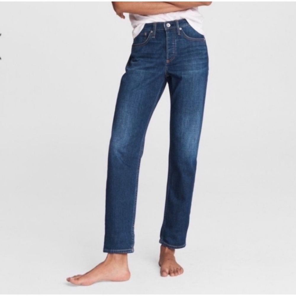 Rag & Bone 100% Cotton Rosa Boyfriend Mid Rise Dark Wash Baggy Straight Jeans 24